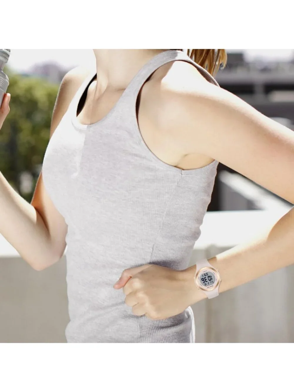 Waterproof Sport Women's Digital Chronograph Watch with Silicone Strap - Stylish